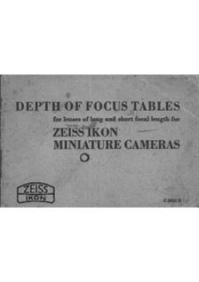Zeiss Ikon Lenses - misc manual. Camera Instructions.